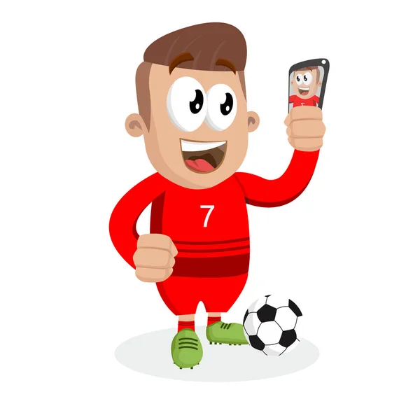 Portugal Mascota Del Equipo Fútbol Nacional Fondo Con Pose Selfie — Vector de stock