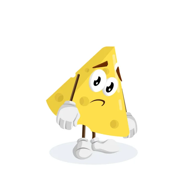 Cheese Mascot Background Sad Pose Flat Design Style Your Logo — Stock Vector