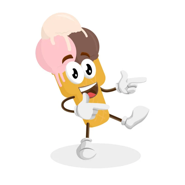 Талисман Мороженого Фон Pose Flat Design Style Your Logo Mascot — стоковый вектор