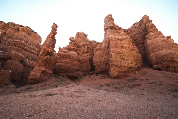 Краса Charyn Каньйон в Казахстані. Стокове Фото