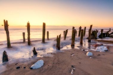 Sunrise, Doğu Yorkshire Beach'te attınız noktası