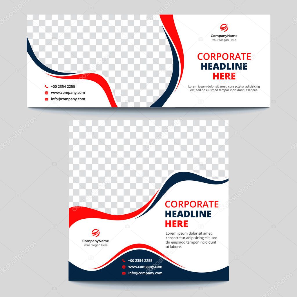 Corporate Multipurpose Social Media Banners || Red and Blue Waves Banners || Facebook Cover Banner || Instagram Post banner