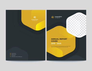 Koyu Gri ve Sarı Önlü ve Arka Yıllık Rapor Kapağı Tasarımı (İngilizce: 
