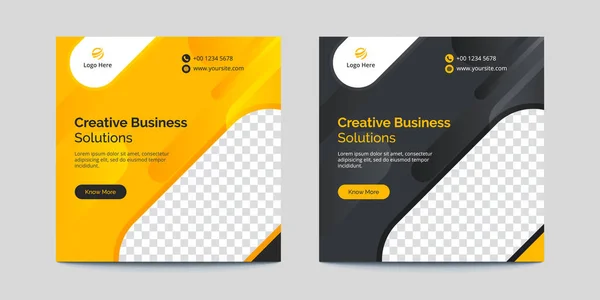 Amarelo Preto Formas Arredondadas Instagram Corporate Business Banner — Vetor de Stock
