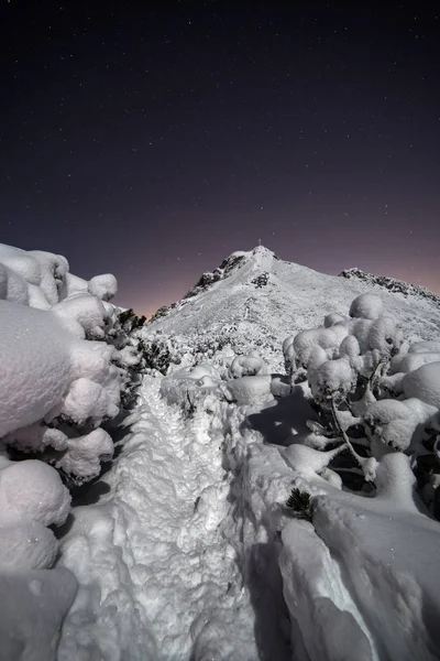 Giewont Invierno Por Noche — Foto de Stock