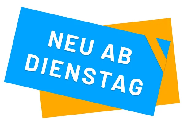 Neu ab Dienstag webステッカーボタン — ストック写真