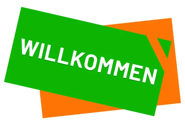 Tlačítko na webové nálepce Willkommen — Stock fotografie