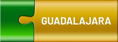  Parlak yapboz parçaları üzerine düğme metni