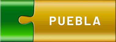  Parlak yapboz parçaları üzerine düğme metni