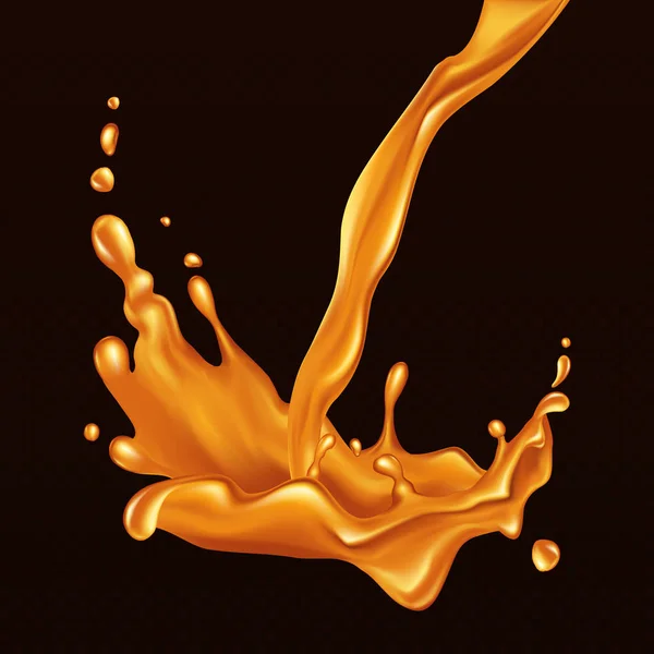 Flux de caramel réaliste . — Image vectorielle
