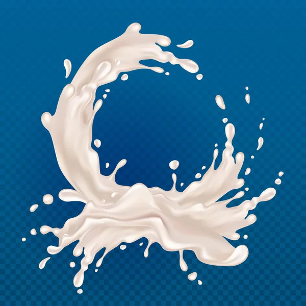 Realistische melk splash. — Stockvector