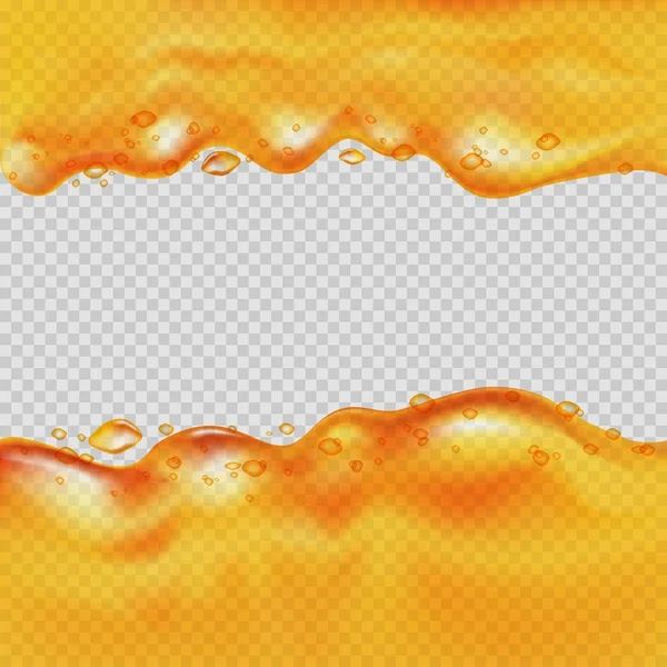 Fondo líquido naranja transparente con gotas . — Vector de stock