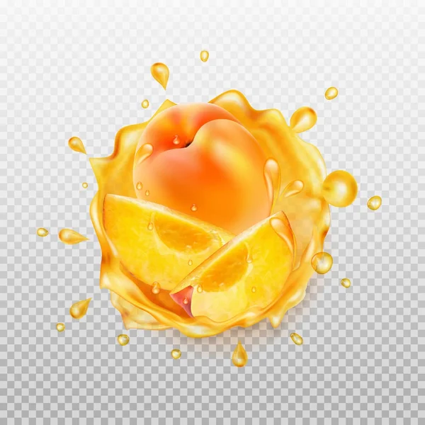 透明な桃ジュース. — ストックベクタ
