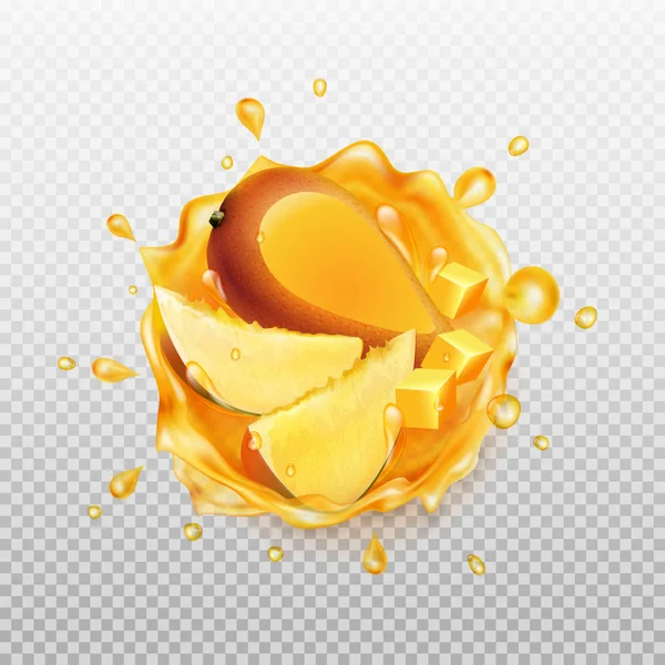 Mango juice with fruit. — Stock Vector