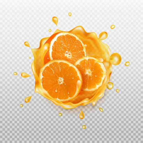 Éclaboussure réaliste de jus d'orange . Graphismes Vectoriels