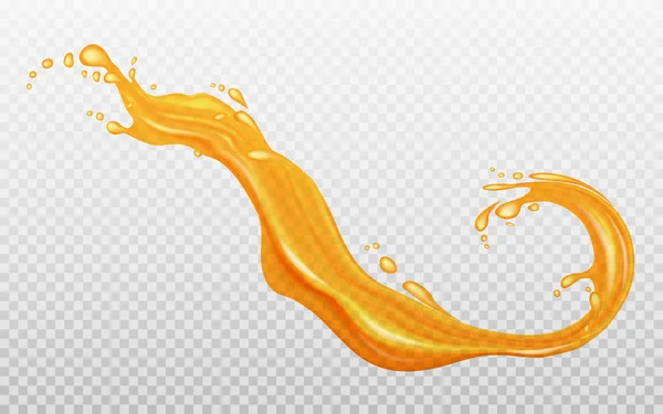 Salpicadura de líquido naranja transparente . — Vector de stock