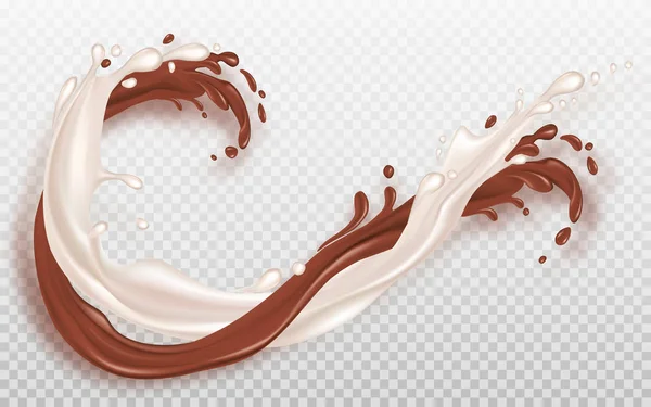 Flujo de leche y chocolate . Ilustración De Stock