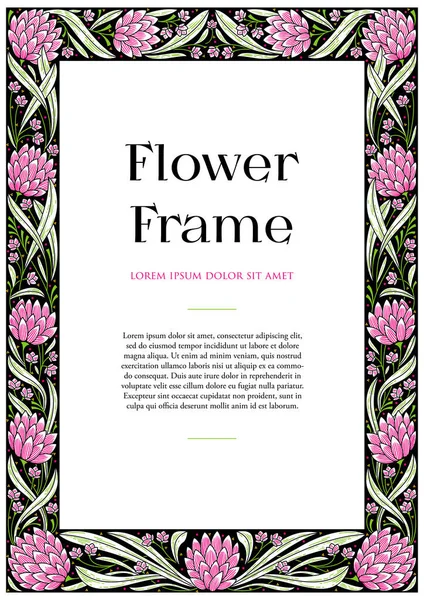 Märchenhafter Rahmen Blumenkranz Seitenvorlage Für Kinderbuch Vintage Antike Grafik Eleganz — Stockvektor