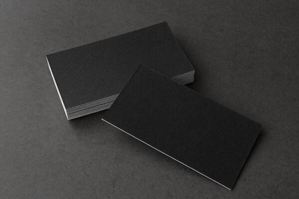 Business card on black background