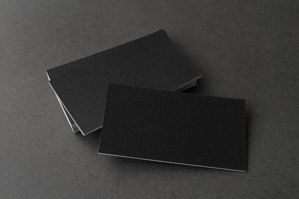 Business card on black background