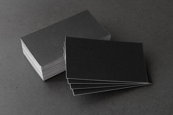 Business cards blank. Mockup on black background.  Copy space for text.