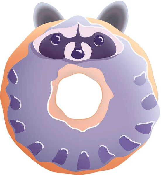 Bonito Guaxinim Donut Ilustração — Fotografia de Stock