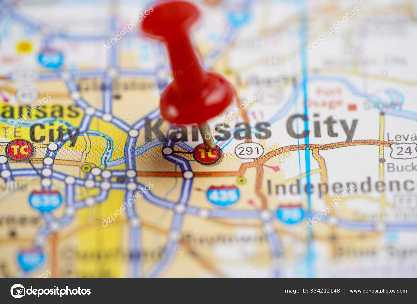 Kansas City Road Map Red Pushpin City United States America Stock Photo C Chormail Hotmail Com 334212148