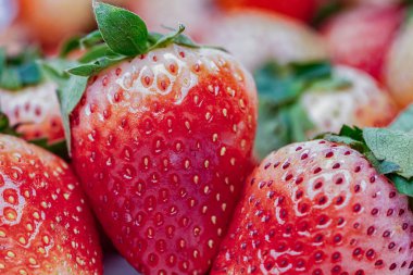 Taze çilekler, yakın plan: sağlıklı yiyecekler..