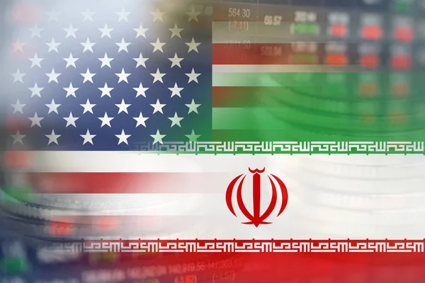 Stock Market Investment Trading Financial Coin Usa America Iran Flag — 스톡 사진
