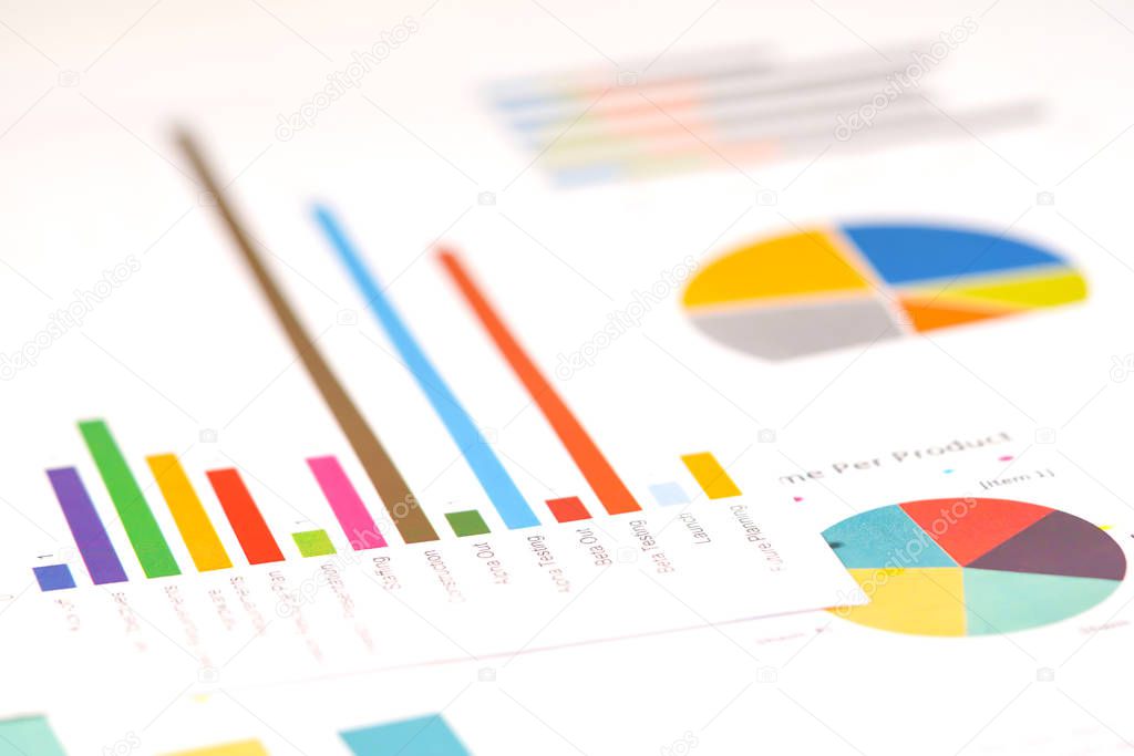 Charts Graphs spreadsheet paper. Financial development, Banking Account, Statistics, Investment Analytic research data economy, Stock exchange Business office company meeting concept