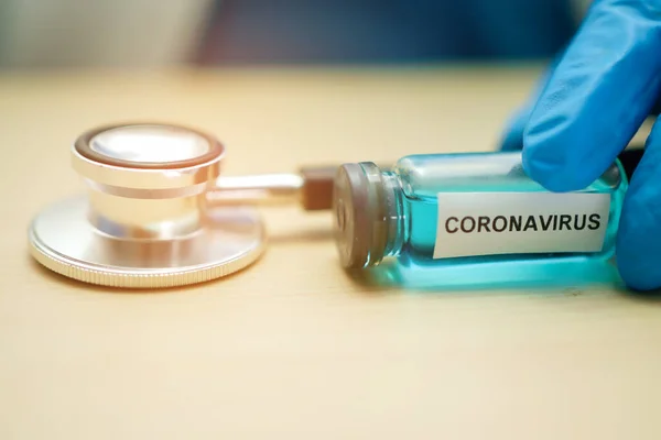 Novel Coronavirus (2019-nCoV) vaccine development medical with stereoscope for doctor use to treat pneumonia illness patients at Wuhan, China.