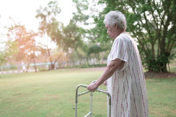 Asian Senior Elderly Old Lady Woman Patient Walk Walker Nursing — Stock Photo, Image