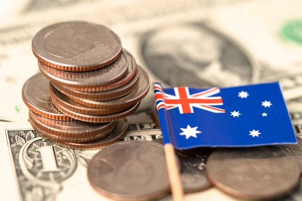 Avustralya Bayrağı Sikke Arka Plan Finans Kavramı — Stok fotoğraf