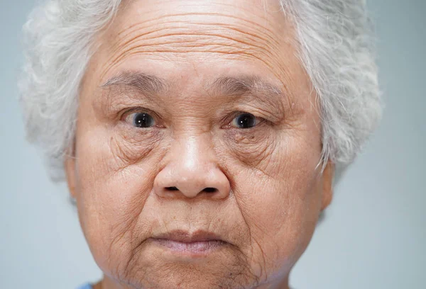 Face Asian Senior Elderly Old Lady Woman Close Healthy Strong — Stock Photo, Image