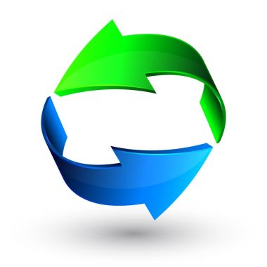 Yeşil ve mavi 3d okları, vektör