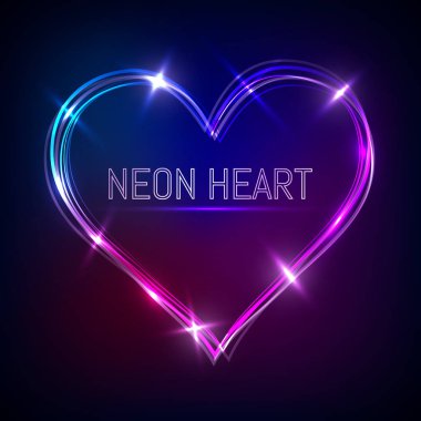 Neon kalp vektör, Valentine's kalp