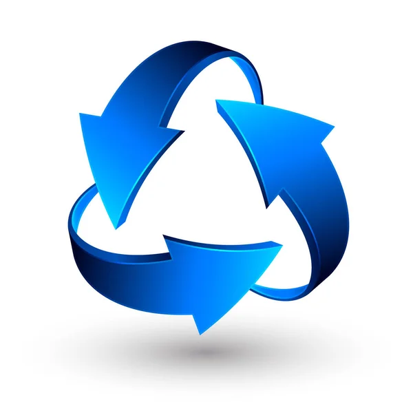 Blue recycle arrows, recycle simbol, vector — Stock Vector