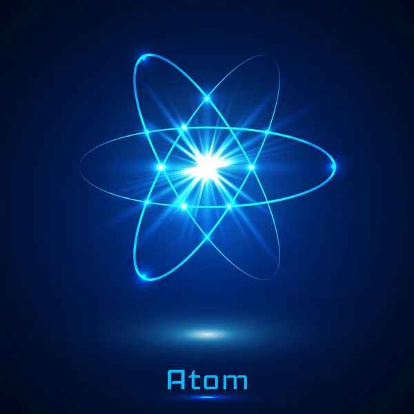 parlak neon ışıkları atom modeli vektör