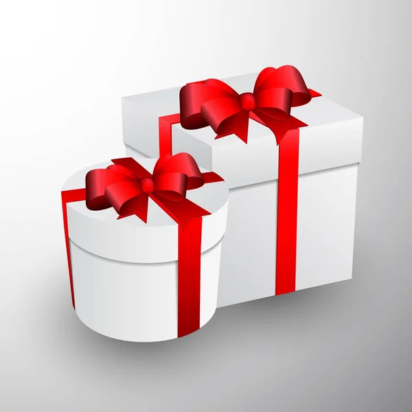 Weihnachtsgeschenk-Box mit roter Schleife Vektor — Stockvektor