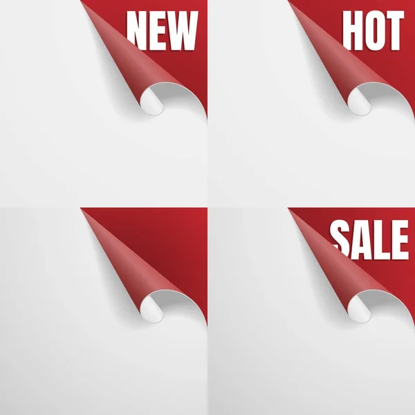 Neues heißes Verkaufspapier mit roter gewellter Ecke. Vektor — Stockvektor