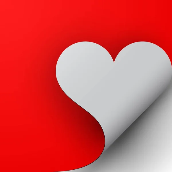 Rincón rizado corazón rojo papel, vector — Archivo Imágenes Vectoriales