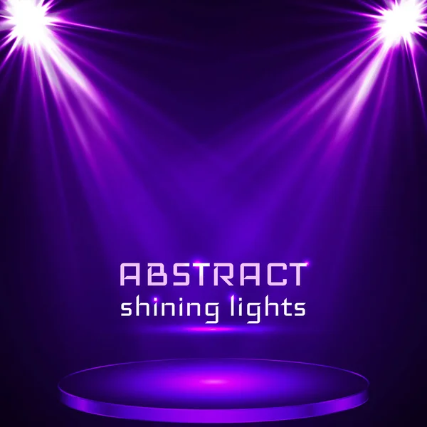 ステージのスポット照明。魔法の光。紫のベクトルの背景 — ストックベクタ