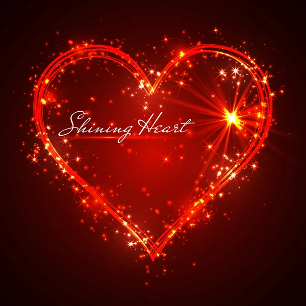 Lysande glitter vektor röd hjärta — Stock vektor
