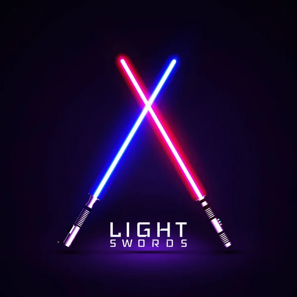 Neon licht zwaarden. gekruist licht sabels — Stockvector