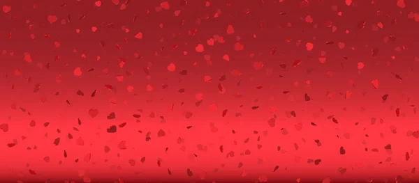 Herzkonfetti aus valentineblauen Blütenblättern, die auf rosa Hintergrund fallen. Blütenblatt in Form von Herzkonfetti zum Frauentag — Stockvektor