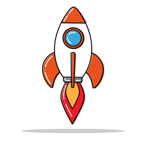 Flat line concept of startup roket — Stock Vector