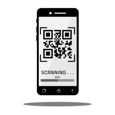 Tarama QR Kod ile siyah cep telefonu