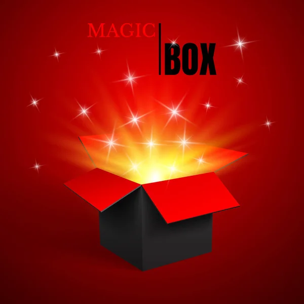 Boîte ouverte magique, noir et rouge, vecteur — Image vectorielle