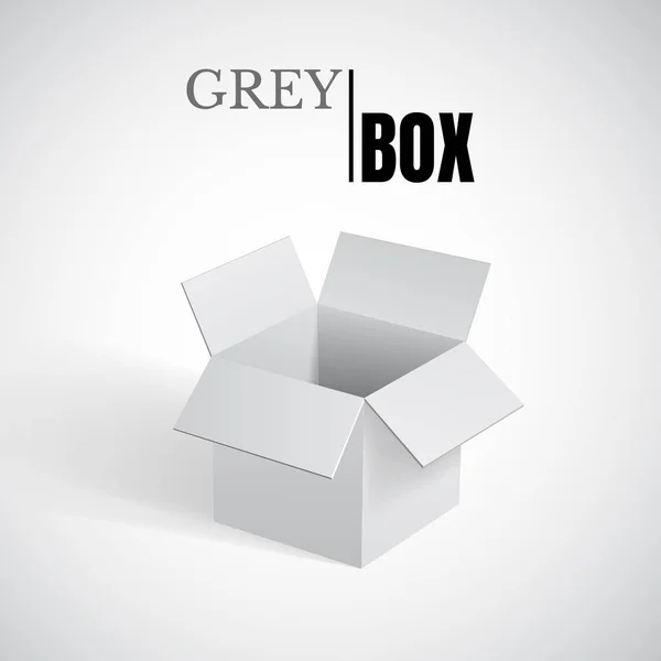 Boîte ouverte, carton gris, conteneur vectoriel — Image vectorielle