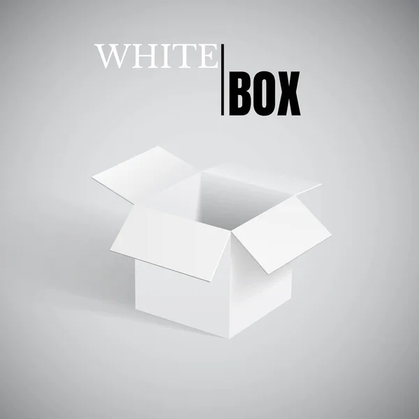 Caja abierta, cartón blanco, contenedor de vectores — Vector de stock